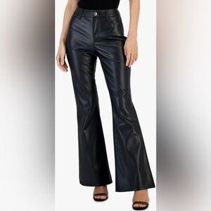 INC faux leather bell bottom curvy pants. Bootcut, flare, stretchy. Black. Sz 14
